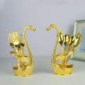 Swan Dinnerware European Style Gold Finish Metal Cake /Coffee Spoon Fork Set Tableware For Home Table Decor. 