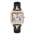 Women's Quartz Watch Real Leather Roman Alphabet Dial With Rhinestones Waterproof Scratch Resistant Watch Valentines Gift. 