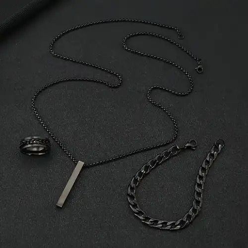 3pcs/set%20Men's%20Fashion%20Alloy%20Cross%20Pendant%20Necklace%20+%20Bracelet%20+%20Ring%20Set%20%20for%20Men%20-%20Image%207