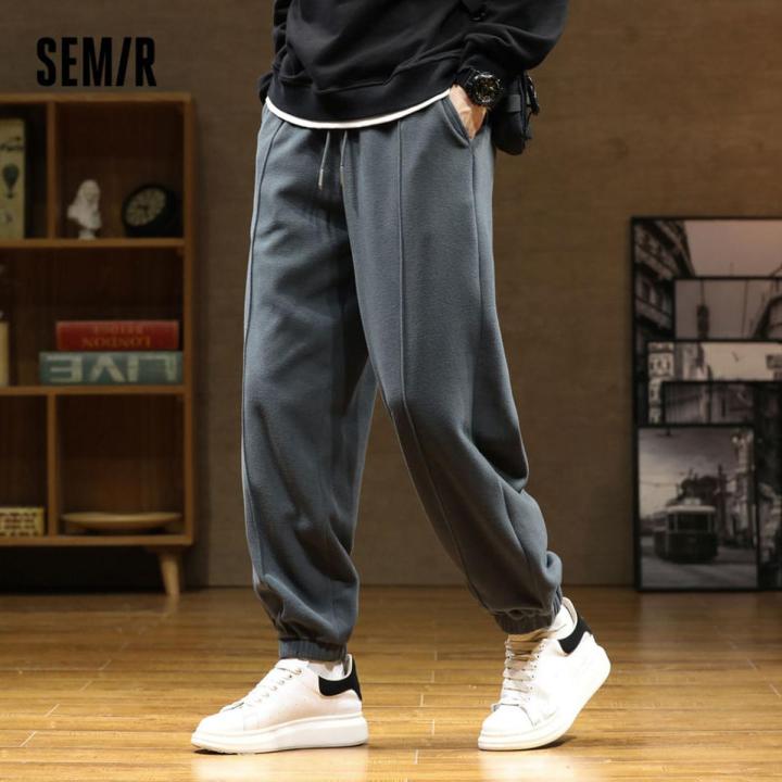 Senma Casual Trousers Men's Polar Fleece Energetic Ankle-Tied Sports Pants Boys2022New Pants