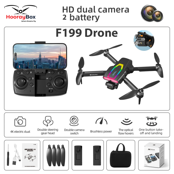 New F196 Drone Brushless Motor 4K HD Dual Camera WIFI FPV Dron 8K Professional Obstacle Avoidance Foldable Quadcopter/ Camera Drone/ Mini Drone