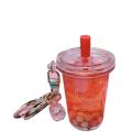 milk tea cup shape Simulated food Fun plastic Hardware Oil quicksand liquid Pendant for Fashion accessory Keychain decoration Gift option Bubble tea lovers Trendy summer accessory. 