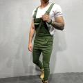 Solid color Men's Jumpsuits Hi Street Multi Pocket Sleeveless Bib Overalls for Man Slim Suspender Pants Trousers Plus Size M-3XL. 
