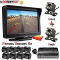 Option 1-Blue Sensors-Koorinwoo 360 Bird Parktronic Car Screen Dash Board Video Parking Sensor 8 Front camera + Rear view Camera Car Accossries Buzzer. 