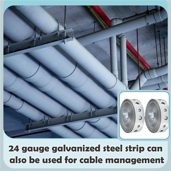 8%20Pcs%20Galvanized%20Hanger%20Strap%20Metal%20Strapping%20with%20Holes%20Pipe%20Hanger%20for%20Pipe%20Supports%20Hanging,%2010%20Ft%20-%20Image%206