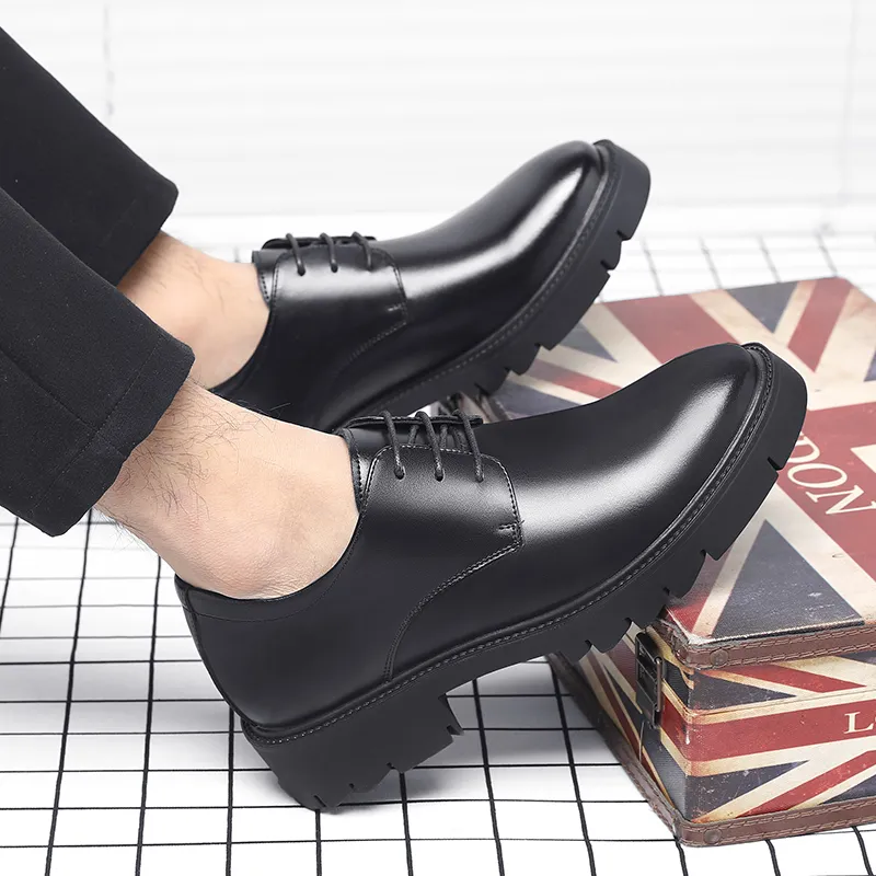 New Men Platform High Heel 4/7/9 CM Height Growth Formal Men Derby