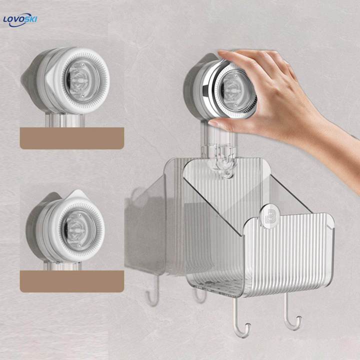 Suction Cup Bathroom Storage Rack with Hooks for Room Kitchen