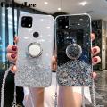 Casinglee for OPPO Realme C21 case Shiny Ring Glitter Soft Transparent Holder Stand Back cover with String for Realme C21 Phone cases cover Stars Moon Girls For girls and Boys. 