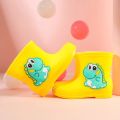 Kids Rain Boots 2023 New Non-slip Cartoon Girl's Boot Toddler Boys Warm Waterproof Cotton Shoes Slip on Children's Rubber Boots.