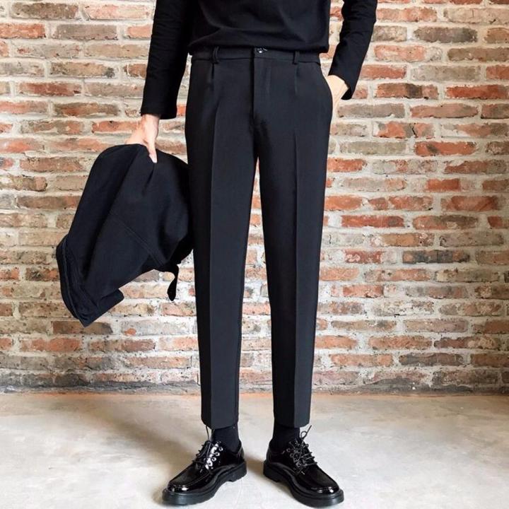 Spring and Autumn Trendy Ankle Length Pants Boys Korean Style Loose Casual Pants  Men's Straight Suit Pants Summer Thin | Daraz.com.bd