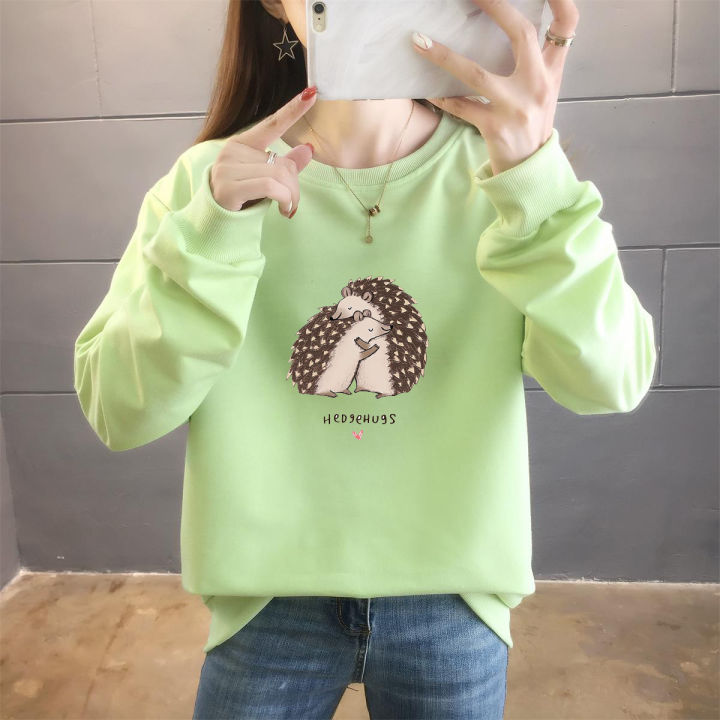 Cross-border%20wholesale%202024%20Korean%20version%20of%20the%20Spring%20and%20Autumn%20thin%20sweatshirt%20women's%20new%20cartoon%20round%20neck%20top%20trendy%20fashion%20plus%20size%20women's%20clothing%20-%20Image%204