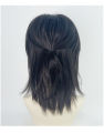 VICWIG Mullet Head Wig Short Synthetic Straight Black Fluffy Natural Wolf Tail Hair Men and Women Wig for Daily Party Cosplay.