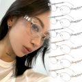 Rhinestone Stainless Steel Oval Frame Glasses Women's Punk Retro Anti Blue Light Eyewear Girl Reading Spectacles. 