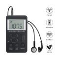 Mini Stereo AM/FM Pocket Radio Universal Dual Band Digital Display Mini Radio Receiver With HiFi Earphones Rechargeable Battery. 