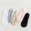1 Pair Invisible socks for Women (Free Size) girls Lace Boat Socks Elastic – Breathable, Thin, Non-Slip Silicone Liner Short Ankle Socks for Summer.
