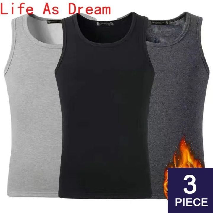 3pcs/lot Men Thermal Underwear Tops Fleece Tank Top Vest Winter