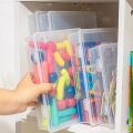 Children's puzzle toy storage box transparent plastic household classification small particle Lego building blocks tangram organizing box.