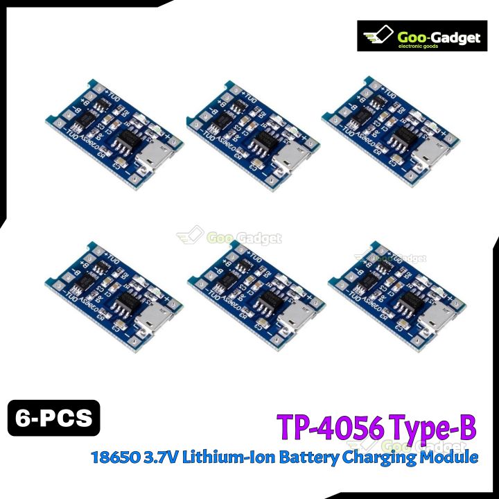 6-PCS 18650 Battery Charger Module Circuit TP4056 Type B 5V 1A Lithium Battery Charger Module Charging Board with Dual Protection Functions