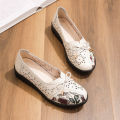 Leather Soft Bottom Mom Shoes Sandals Comfortable Soft Bottom Middle-Aged and Elderly Women's Shoes Closed Toe Elders Grandma Hole Pumps Summer. 