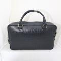 CROCO PRINT LEATHER BRIEFCASE OFFICIAL BAG BLACK FOR MEN SB-W15. 