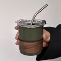 600ml/400ml American ins style double layer stainless steel coffee cup insulated cup straw cup home office men and women portable cup bottle.