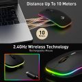 HP W10 Wireless Bluetooth Mouse, Rechargeable Dual Mode LED Mouse (Bluetooth 5.2 & USB Receiver) Portable Silent Mouse, for Laptop/Desktop/Tablet/Bluetooth Mouse. 