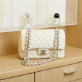 Xiao Xiangling check bag 2024 new trendy luxury chain shoulder bag versatile fragrant grandma leather crossbody bag. 