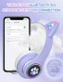 STN28 cat ear luminous Bluetooth headset head-mounted cute wireless live broadcast girl children's headset.