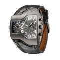 Oulm Quartz Watch Distinctive Men's Watch Double Time Zone Fashion Large Dial Belt Men's Watch Cross Border Ins Style.