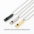 Blowable 528HZ Whistle Pendant Necklace Relieve Anxiety Stainless Steel Mindfulness Breathing Necklace Free Logo Engraving. 