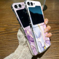 Marble Pattern Transparent Phone Case For Samsung Galaxy Z Flip 6 5 4 3 Clear Hard Folding Cover For Samsung Z Flip6 Flip5 Flip4.