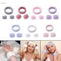 Face Wash Headband Wristband Set SPA Headband Makeup Headband Facial Wrist Cuffs for Shower , Gray.