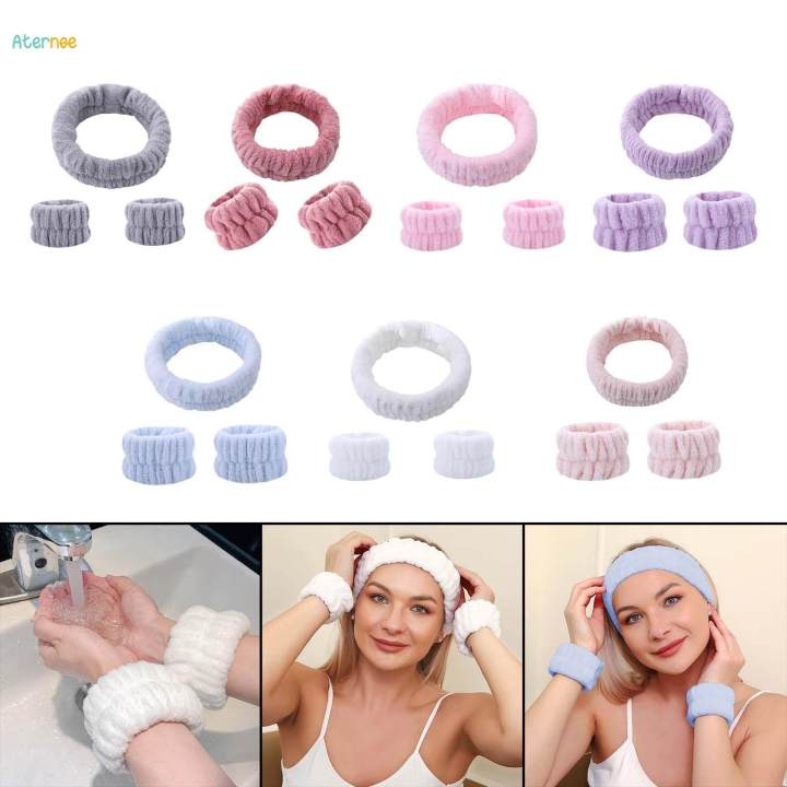 Face%20Wash%20Headband%20Wristband%20Set%20SPA%20Headband%20Makeup%20Headband%20Facial%20Wrist%20Cuffs%20for%20Shower%20,%20Gray%20-%20Image%206