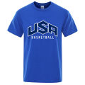 Usa Basketball Letter Logo Tshirts Men Fashion Cotton T Shirts Summer Breathable Mens Tee Clothes Oversize O-Neck Street Tops. 
