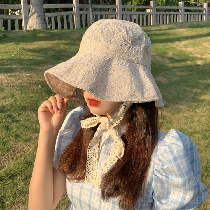 OMEA%20Lace%20Bucket%20Hat%20Women%20Cute%20Floral%20Fisherman%20Hat%20Summer%20Beach%20Visor%20Adjustable%20Ribbon%20Wide%20Brim%20Bonnet%20Elegant%20Cap%20Luxury%20-%20Image%203
