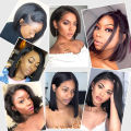 Wig Female Side Points bobo Short Straight Hair Fluffy Natural Synthetic Wigs Female New Product Wig Sheath. 