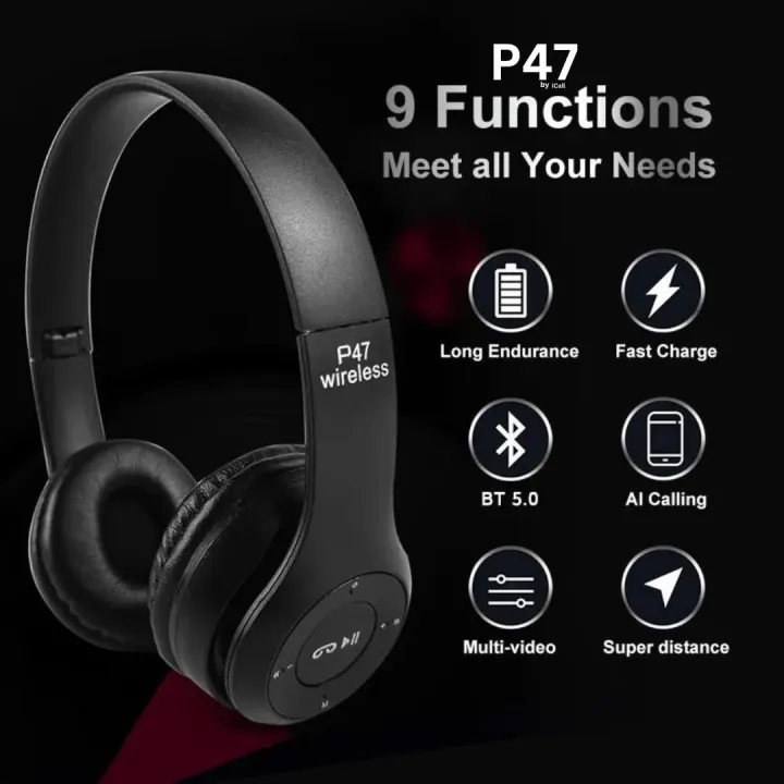 Stereo%20P47%20Wireless%20Bluetooth%20Headset%20Folding%20Series%20Wireless%20Sports%20Gaming%20Headphone%20-%20Image%202