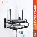 Router Stand 2-Layer Wall Mount WiFi Router Stand – Metal Shelf for TV Box & Remotes. 