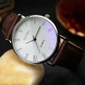 Men Watch Roman Numerals Blu-Ray Faux Leather Band Quartz Analog Business Wrist Watch. 
