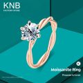 KNB 925 Sterling Silver Rose Gold Twisted Vine Rings for Women Shiny Luxury Wedding Round Moissanite Diamond Ring Fine Jewelry. 
