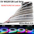 1m/5meters/roll DC5V WS2812B Led Strip 30/60/74/96/144 Leds/m WS2812 Black/White PCB IP30/65/67 Individually Addressable Smart WS2812 IC RGB Led Pixel Strip. 