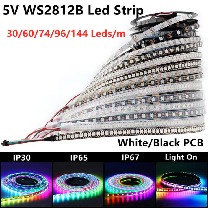 1m/5meters/roll%20DC5V%20WS2812B%20Led%20Strip%2030/60/74/96/144%20Leds/m%20WS2812%20Black/White%20PCB%20IP30/65/67%20Individually%20Addressable%20Smart%20WS2812%20IC%20RGB%20Led%20Pixel%20Strip%20-%20Image%209