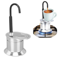 1 PCS 50ML Single Tube Moka Pot Spout Stovetop Italian Coffee Maker Aluminum Alloy Silver.