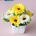 Artificial Flower Potted Plant Lifelike Gypsophila Wood Pot Bonsai Home Garden Ornaments Decoration.