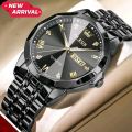 Olevs 9931 New Business Quartz Watch For Men Dual Calendar Luxury Diamond Dial Stainless Steel Strap Men Wristwatch. 