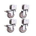 1.5” Furniture Crib Casters Cabinet Clamp with Brake Wheels Soft Rubber Swivel Caster Furniture Hardware Fittings Pack of 4. 