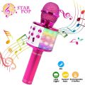 Microphone Wireless Bluetooth Karaoke Mic Handheld Microphone USB Player for Home Party KTV Music Speaker Player Singing Mic black. 
