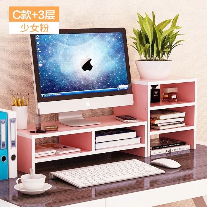 Cute%20computer%20elevated%20desk%20storage%20box%20artifact%20desktop%20monitor%20dormitory%20desk%20notebook%20rack%20-%20Image%203