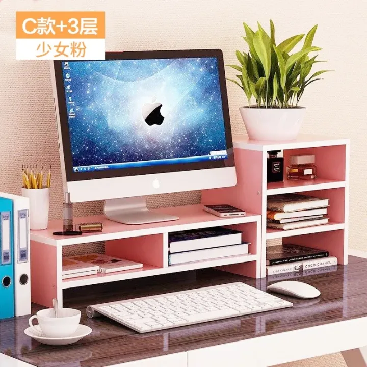 Cute%20computer%20elevated%20desk%20storage%20box%20artifact%20desktop%20monitor%20dormitory%20desk%20notebook%20rack%20-%20Image%203