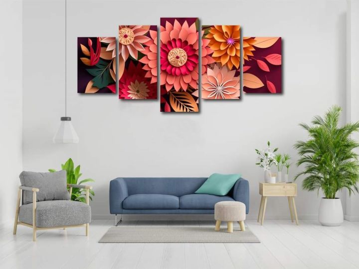 5Pcs In 1 Set Wall Canvas Art | Daraz.com.bd
